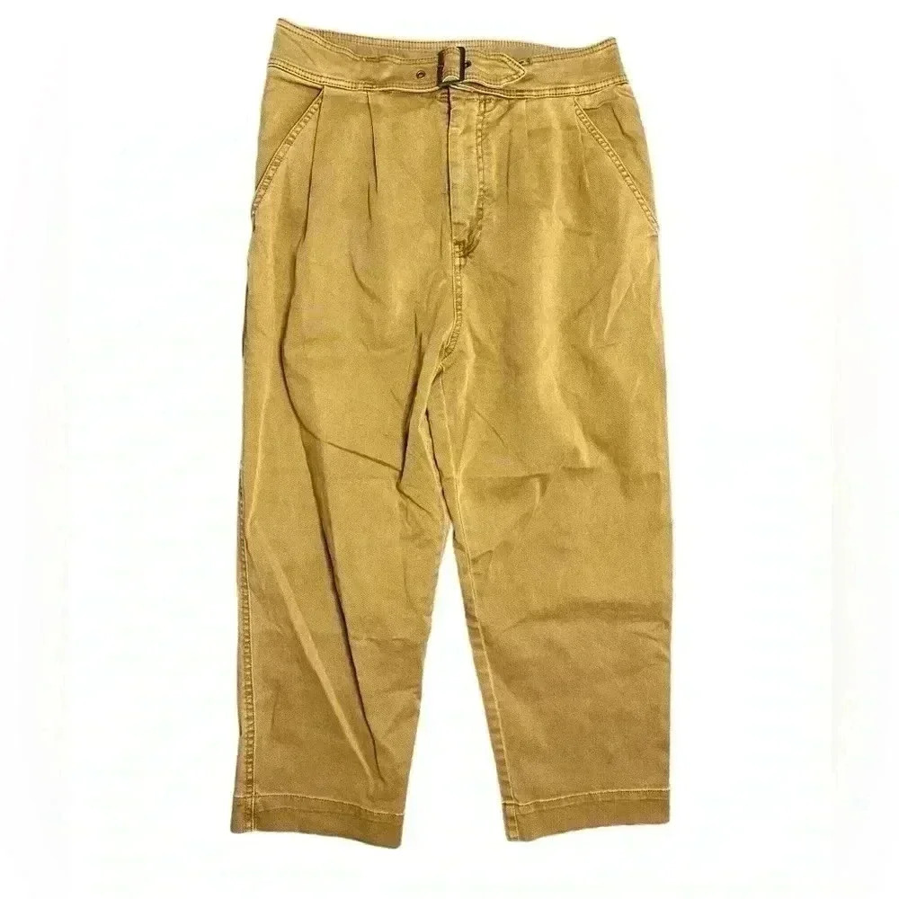 FREE PEOPLE Seamed Like The Real Thing Straight Leg Trouser Pants Mustard Size 6